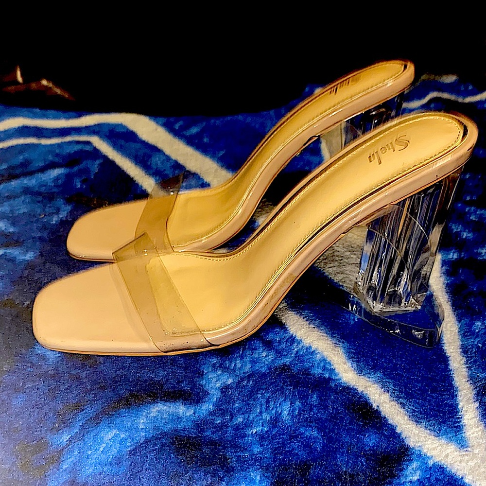 Clear Chunky Heeled Sandals